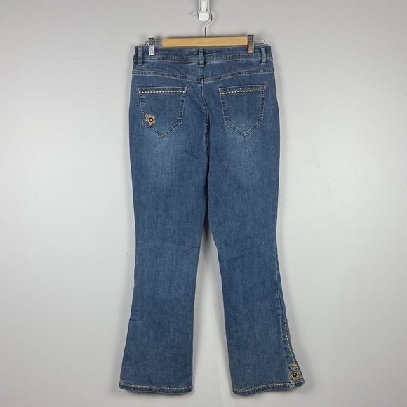 CHARLIE B Denim Flare Jeans with Gold Embroidery - Picture 9 of 15